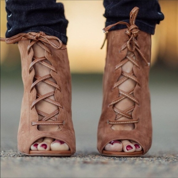 Sam Edelman Shoes - Sam Edelman Yvie lace up suede booties brown NIB